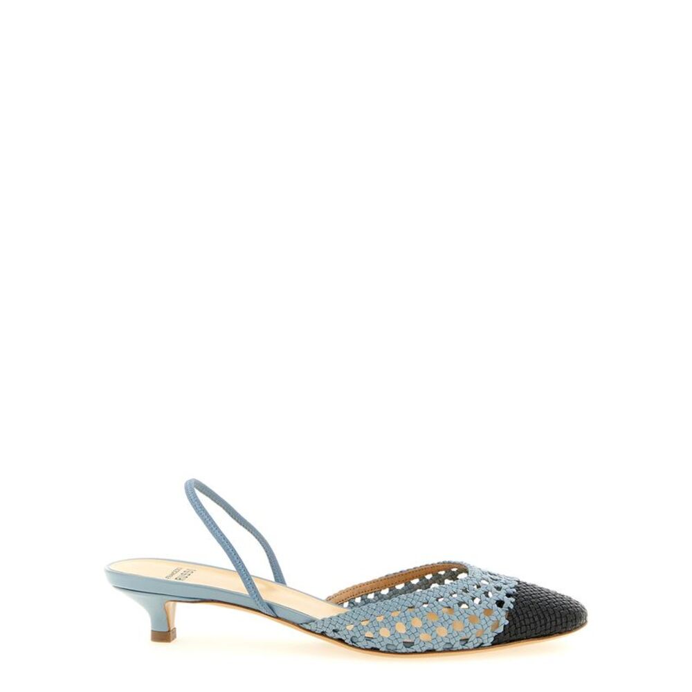 Francesco Russo Blue Goatskin Mid Heel Women's Pumps